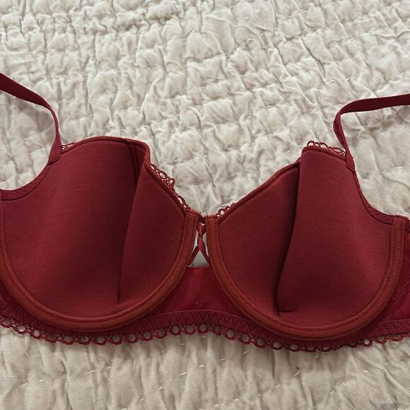 MAISON LEJABY UNDERWIRE RED BRA NEW Elegant Red Lace 32D - Picture 9 of 10